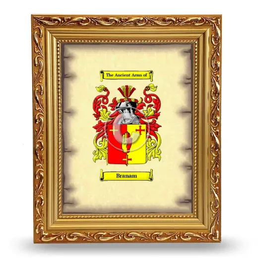 Branam Coat of Arms Framed - Gold