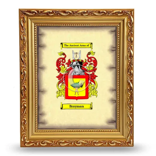Brayman Coat of Arms Framed - Gold