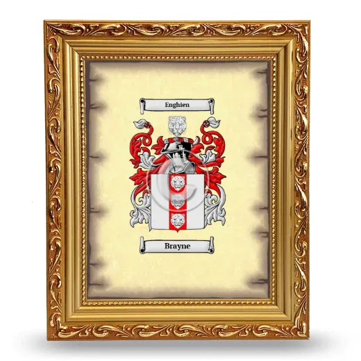 Brayne Coat of Arms Framed - Gold
