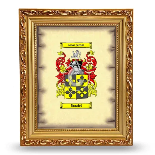 Braziel Coat of Arms Framed - Gold