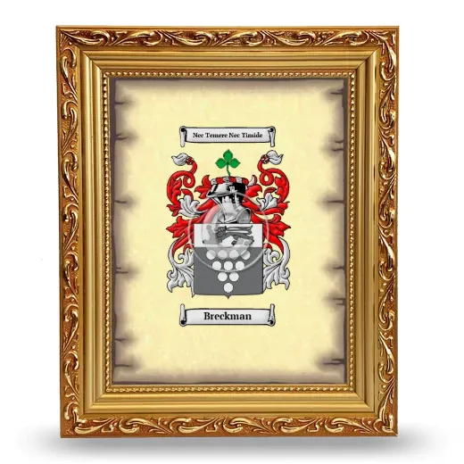Breckman Coat of Arms Framed - Gold