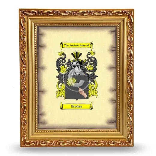 Breday Coat of Arms Framed - Gold