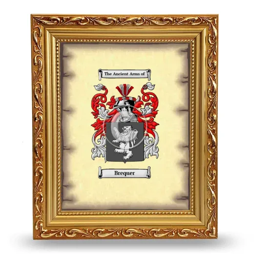 Brequer Coat of Arms Framed - Gold