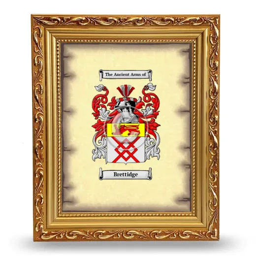 Brettidge Coat of Arms Framed - Gold