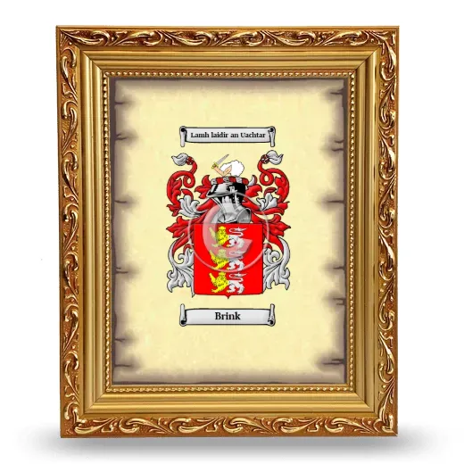 Brink Coat of Arms Framed - Gold