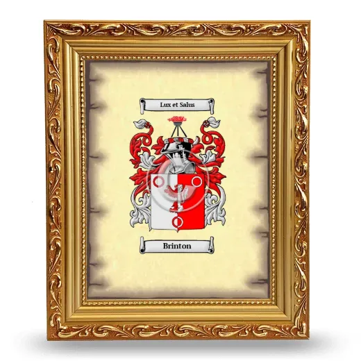 Brinton Coat of Arms Framed - Gold