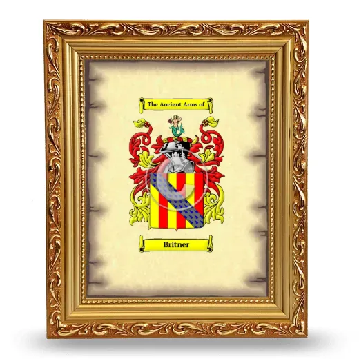 Britner Coat of Arms Framed - Gold