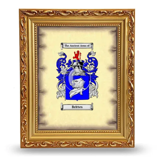 Brittes Coat of Arms Framed - Gold