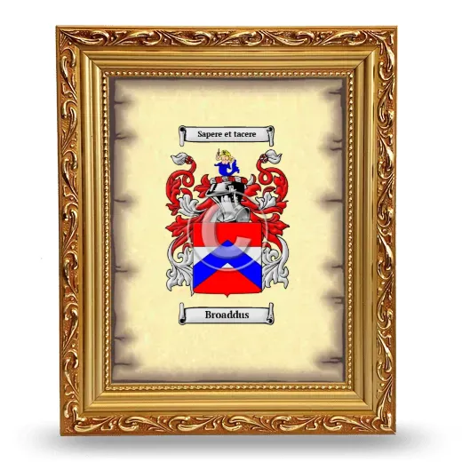 Broaddus Coat of Arms Framed - Gold