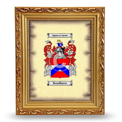 Broadhurst Coat of Arms Framed - Gold