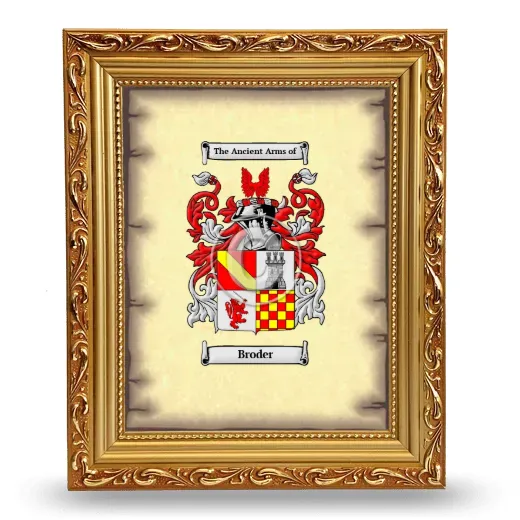 Broder Coat of Arms Framed - Gold