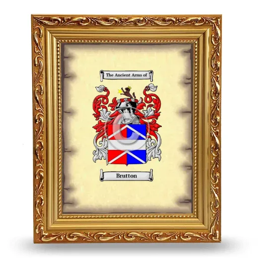 Brutton Coat of Arms Framed - Gold