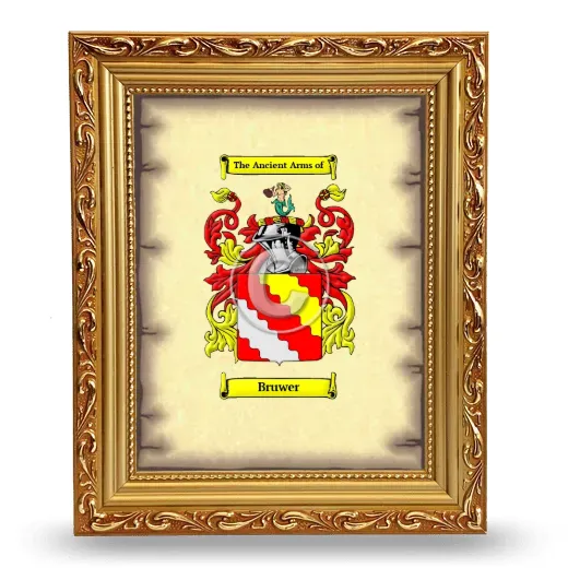 Bruwer Coat of Arms Framed - Gold