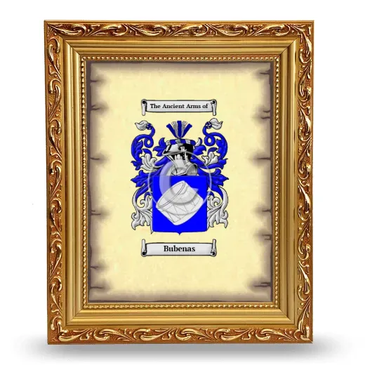 Bubenas Coat of Arms Framed - Gold