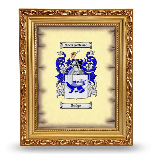 Budge Coat of Arms Framed - Gold
