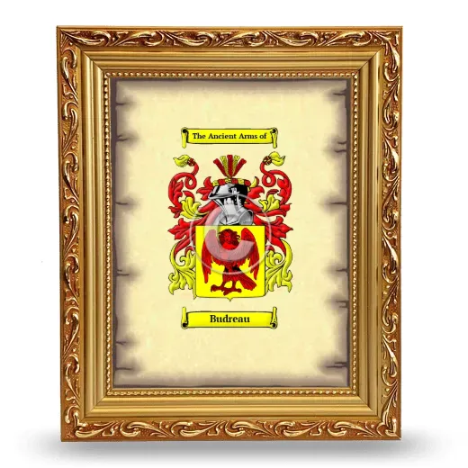 Budreau Coat of Arms Framed - Gold
