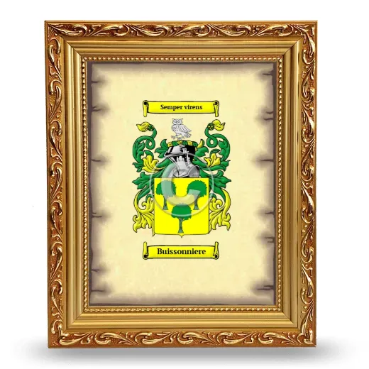 Buissonniere Coat of Arms Framed - Gold
