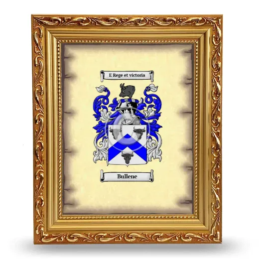 Bullene Coat of Arms Framed - Gold