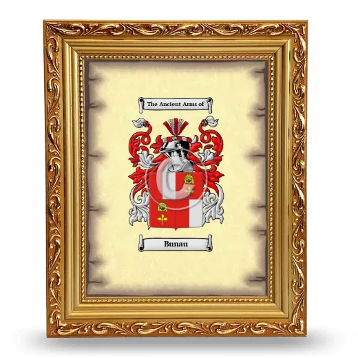Bunau Coat of Arms Framed - Gold