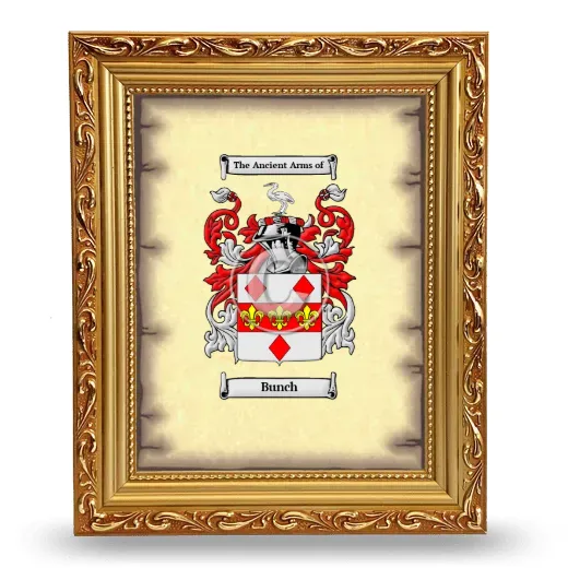Bunch Coat of Arms Framed - Gold