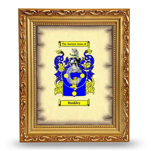 Bunkley Coat of Arms Framed - Gold