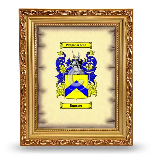 Bunster Coat of Arms Framed - Gold