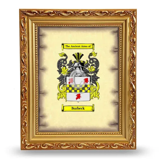 Burbeck Coat of Arms Framed - Gold