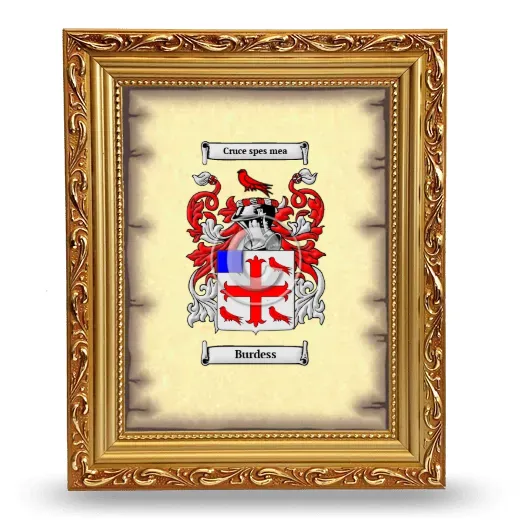 Burdess Coat of Arms Framed - Gold