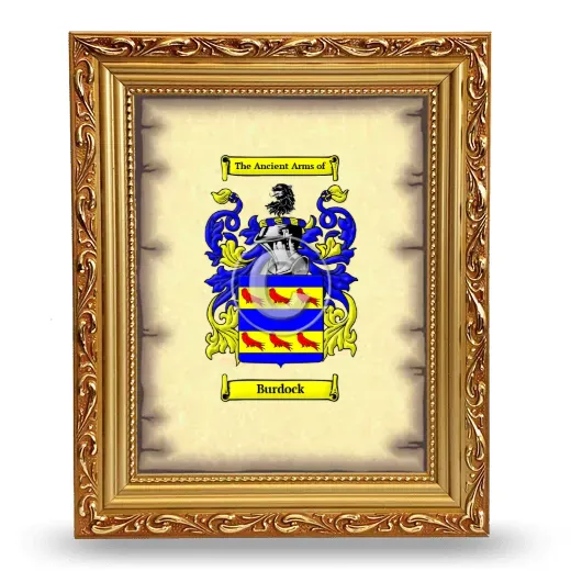 Burdock Coat of Arms Framed - Gold