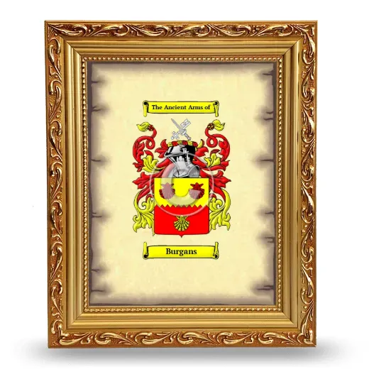 Burgans Coat of Arms Framed - Gold