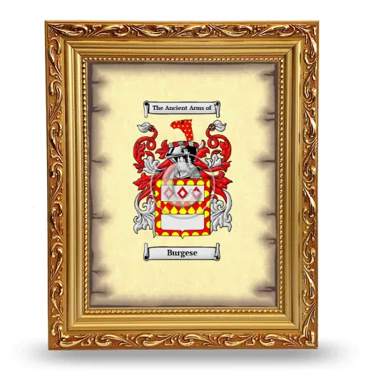 Burgese Coat of Arms Framed - Gold