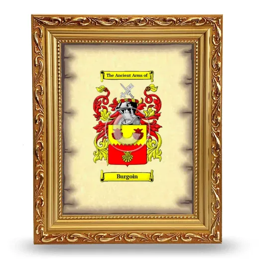 Burgoin Coat of Arms Framed - Gold