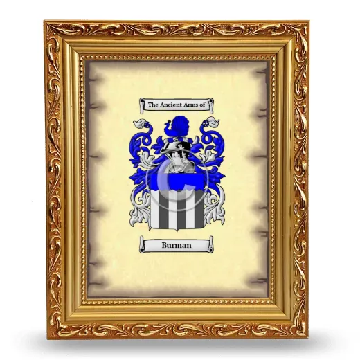 Burman Coat of Arms Framed - Gold