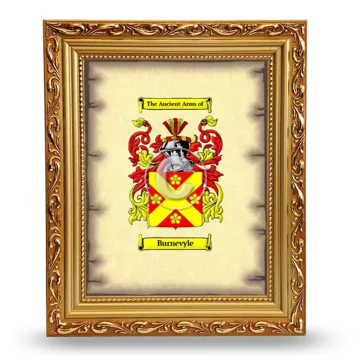 Burnevyle Coat of Arms Framed - Gold