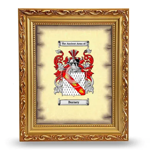 Burney Coat of Arms Framed - Gold