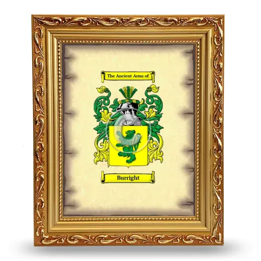 Burright Coat of Arms Framed - Gold