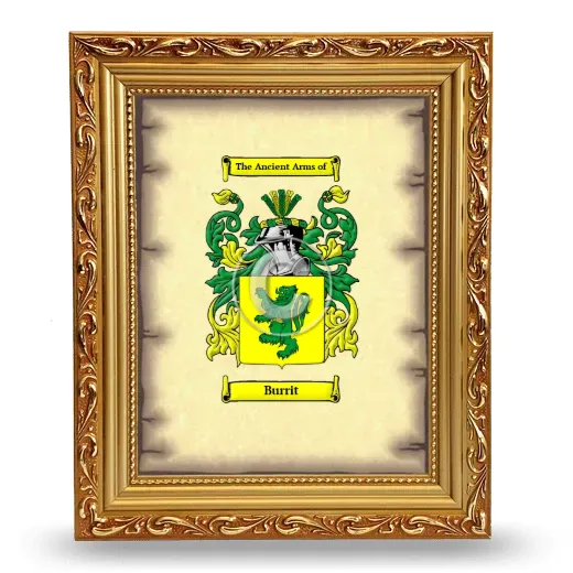 Burrit Coat of Arms Framed - Gold