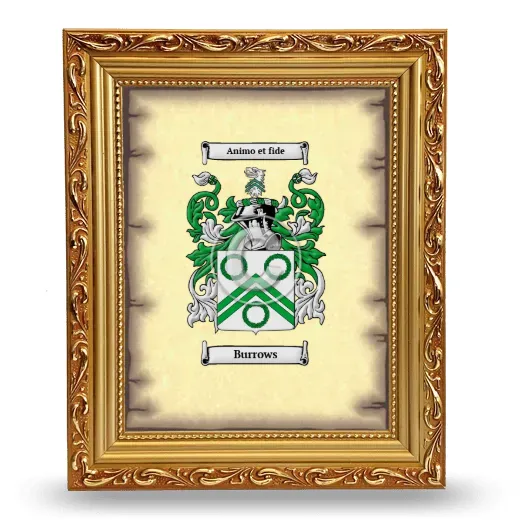 Burrows Coat of Arms Framed - Gold