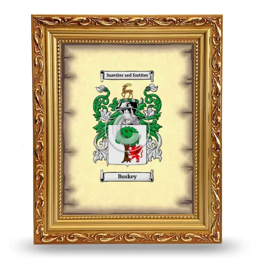 Buskey Coat of Arms Framed - Gold