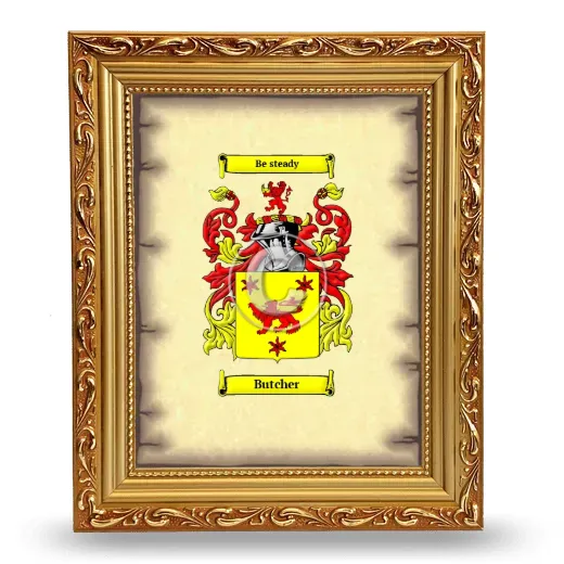 Butcher Coat of Arms Framed - Gold