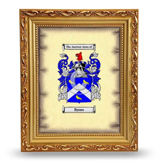 Byous Coat of Arms Framed - Gold