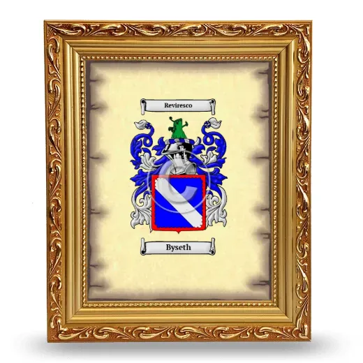 Byseth Coat of Arms Framed - Gold