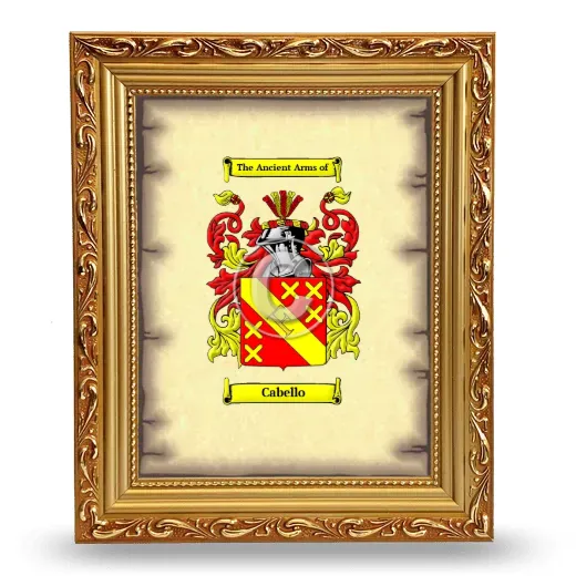 Cabello Coat of Arms Framed - Gold
