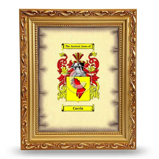 Caccia Coat of Arms Framed - Gold