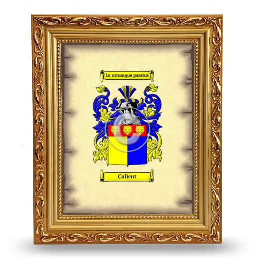 Calicut Coat of Arms Framed - Gold