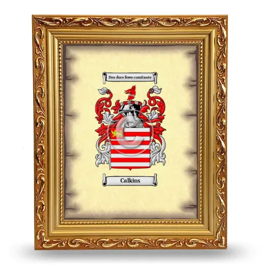 Calkins Coat of Arms Framed - Gold