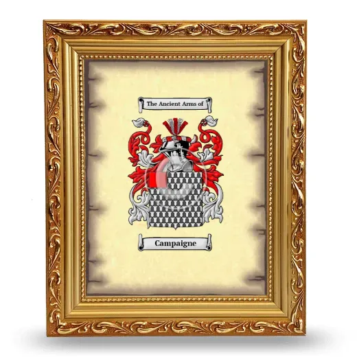 Campaigne Coat of Arms Framed - Gold