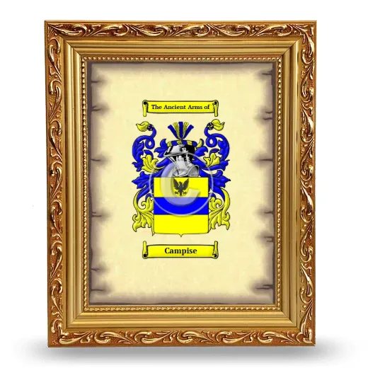 Campise Coat of Arms Framed - Gold