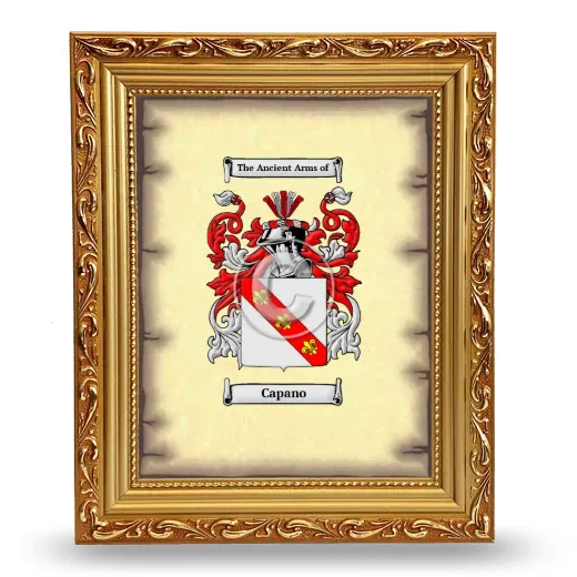 Capano Coat of Arms Framed - Gold