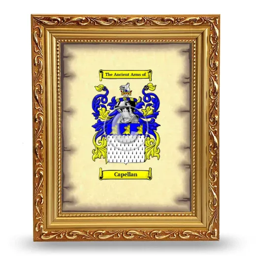 Capellan Coat of Arms Framed - Gold